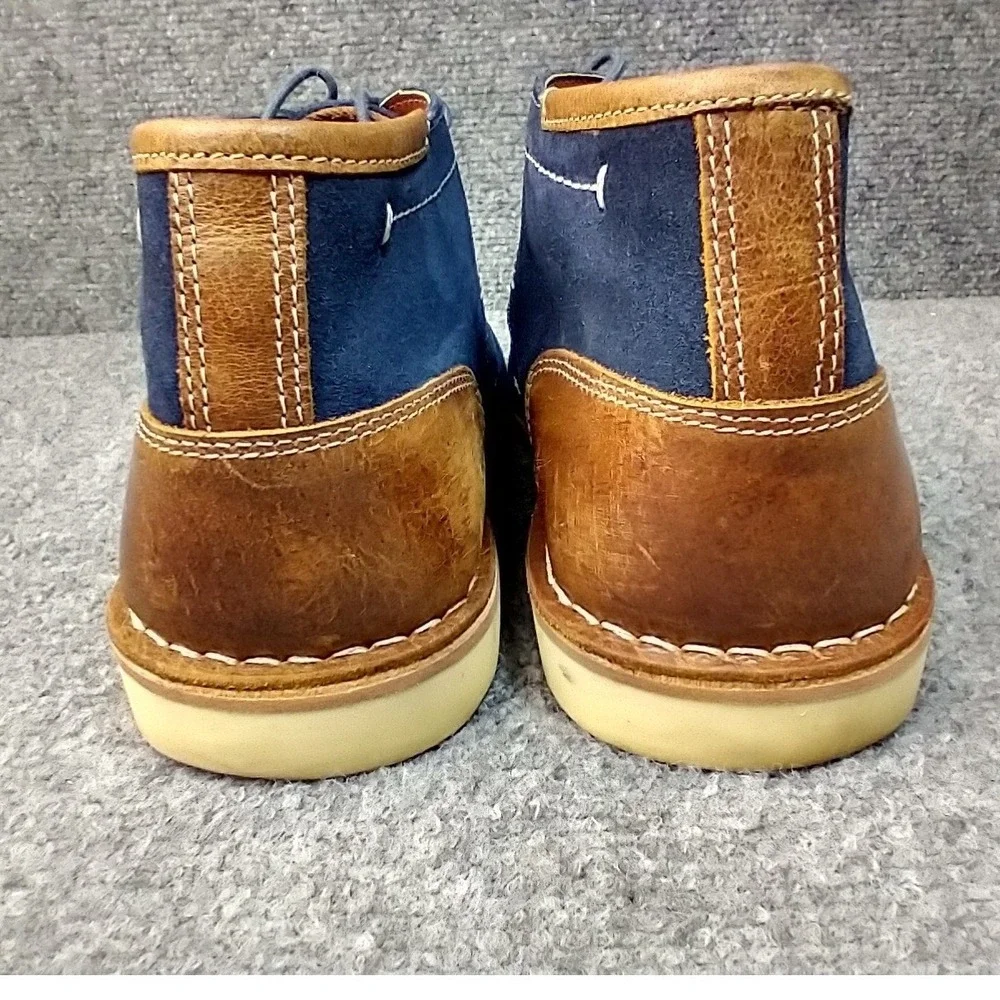 Steve Madden Hendric 415 Mens‎ Navy Blue Suede Brown Leather Chukka Boots 9.5
